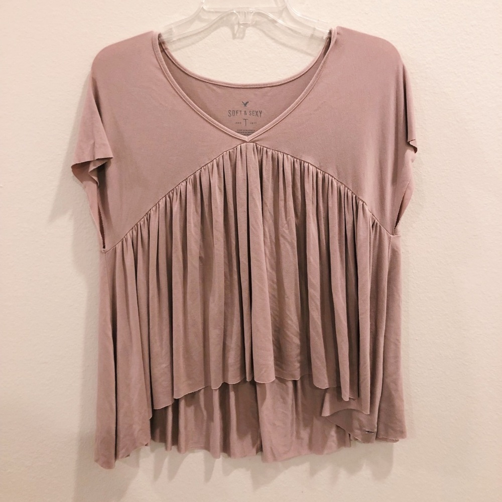 American Eagle Outfitters Rose Soft Babydoll Tee